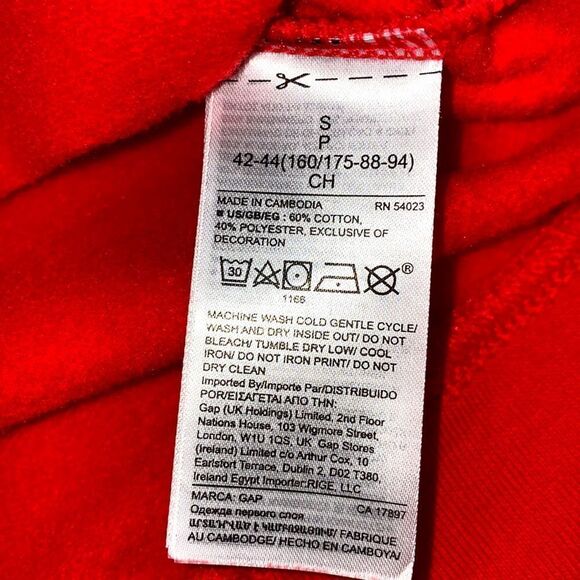 Gap Red Graphic Sweatshirt With Pink Logo Across The Front Size Small - Picture 8 of 10